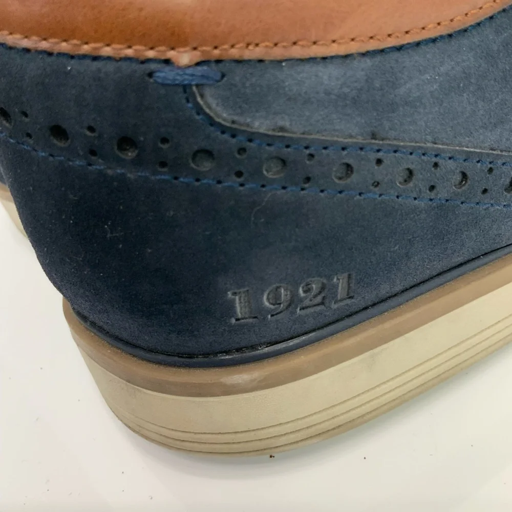Freeman Sz 13 Dorian Navy Blue Suede Memory Foam Lace Up Oxfords Shoes